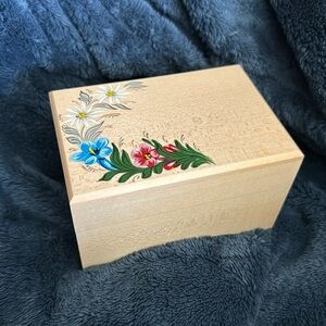 Swiss Edelweiss Rodi Music Box with Hand-Painted Flowers
